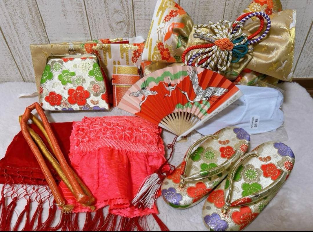 エメラルドグリーン　正絹着物　七五三　7歳　女の子　帯・はこせご一式セット