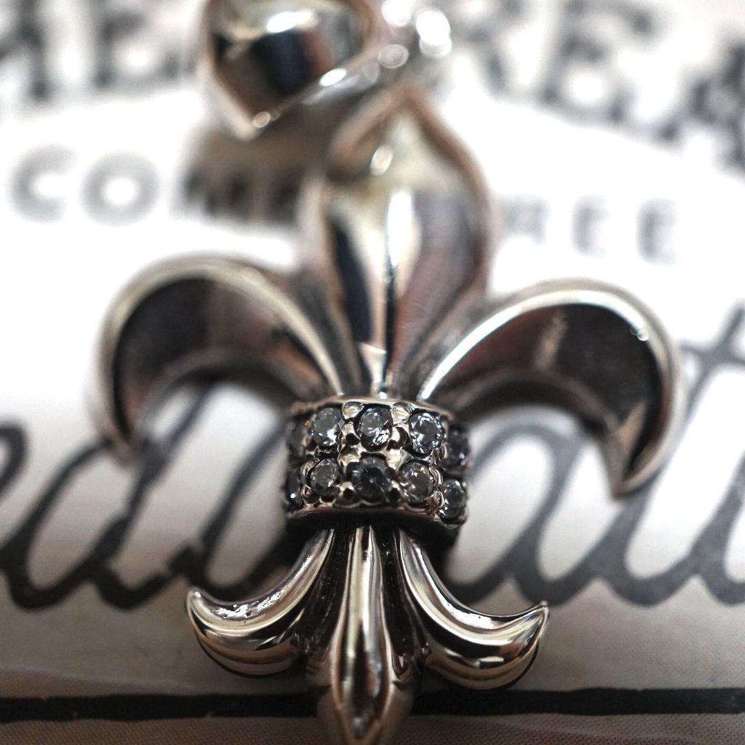 50cm+ シルバーペンダント 百合の花 銀 本物 紋章 トップ 送料無料