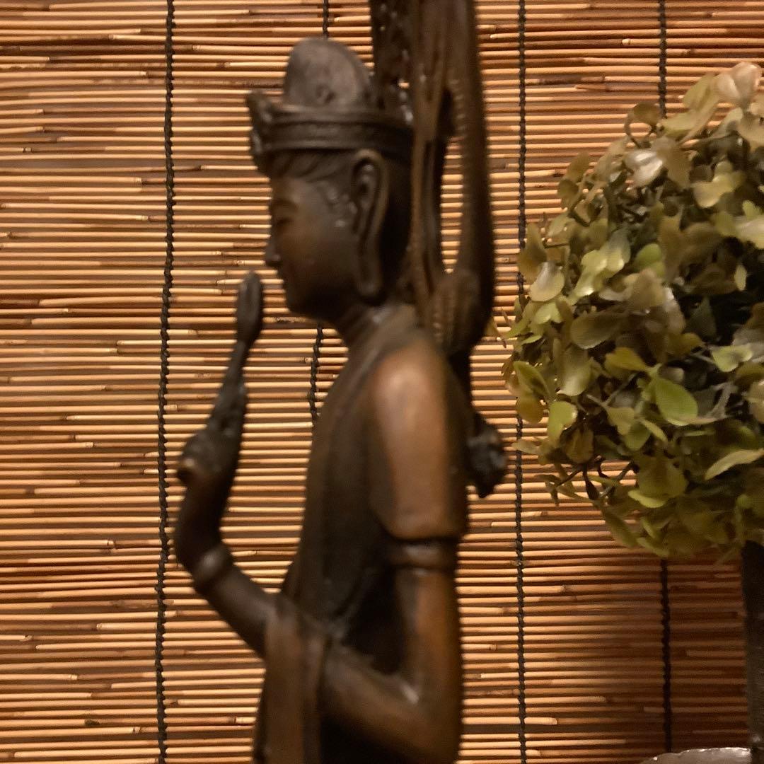 大正〜昭和期「聖観世音菩薩立像」仏教三大信仰・観音経・般若心経・銅・仏師銘刻印