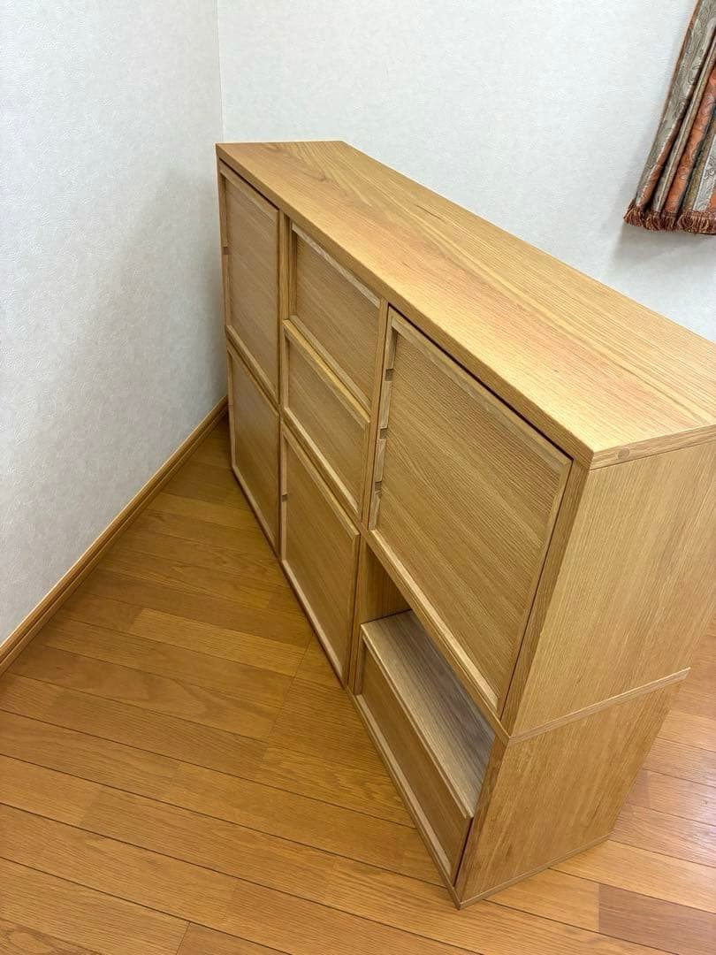 【無印良品】スタッキングシェルフセット・３段×２列・オーク材(引き出しセット)