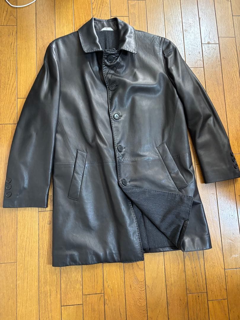 MOFAR イタリア製　羊革レザーコート　裏地ロロピアーナウール　48