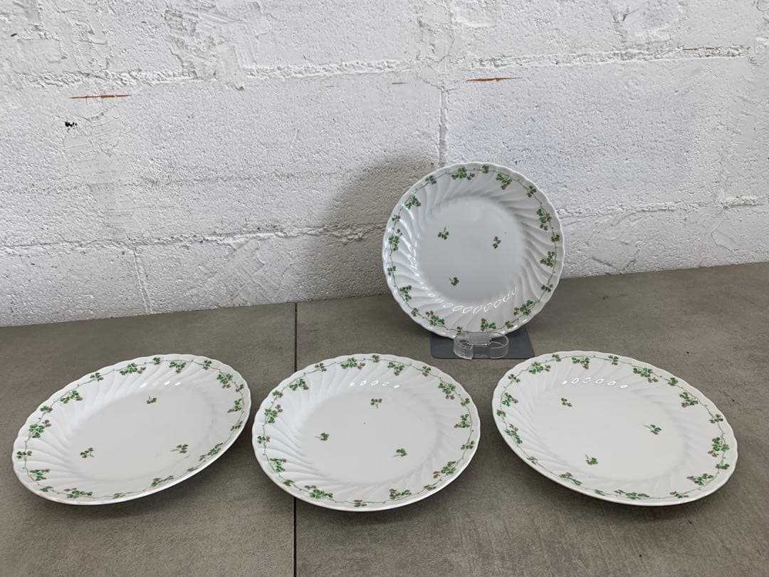 MN664★GINORI ジノリ 緑と赤の花模様 丸皿 直径約21.5㎝ 4枚