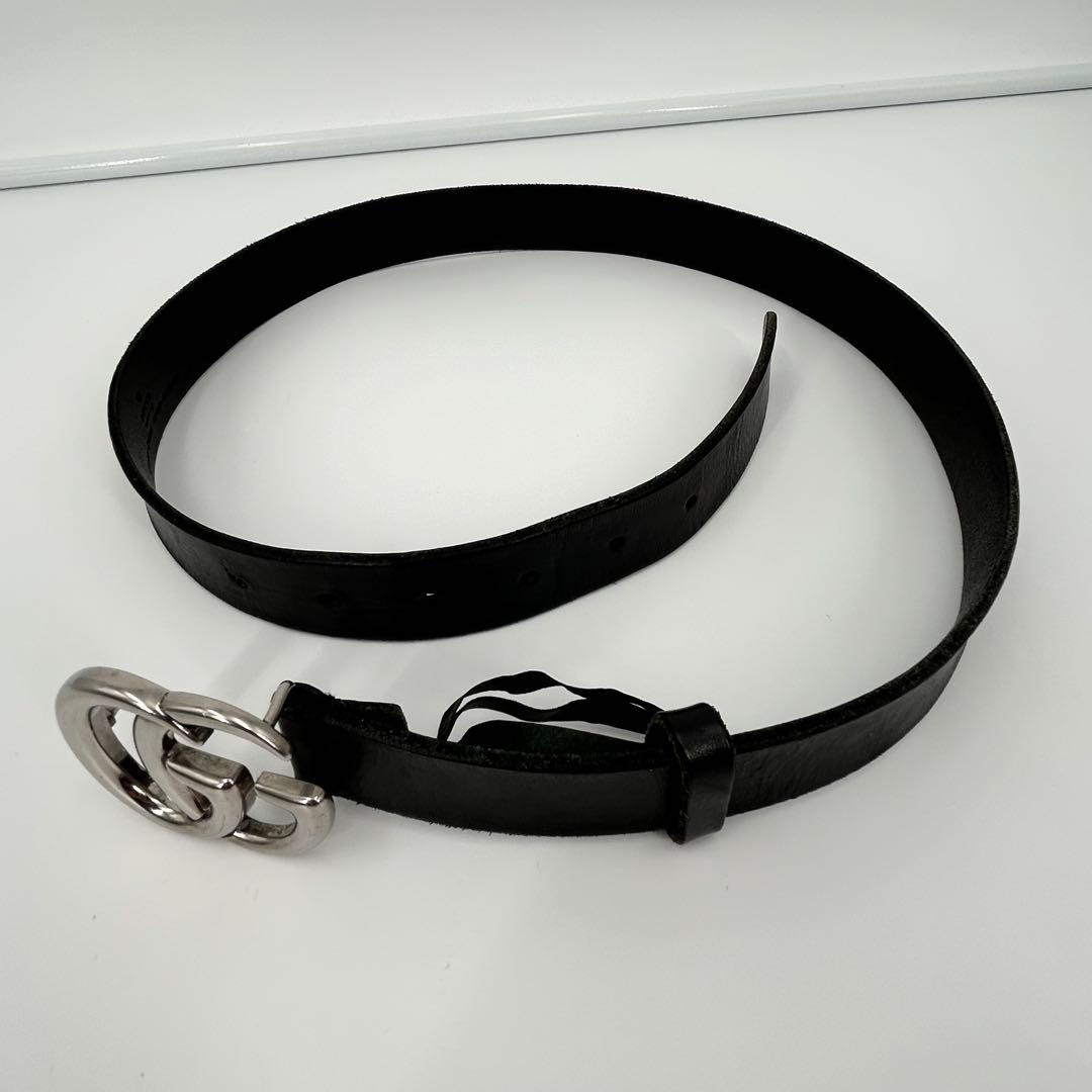 美品✨グッチ ベルト マーモント ダブルG シルバー レザー メンズ