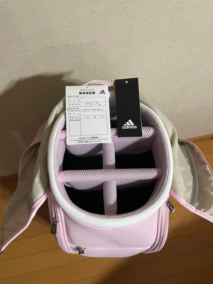 新品未使用adidas レディース ゴルフキャディバッグ ホワイト ピンク