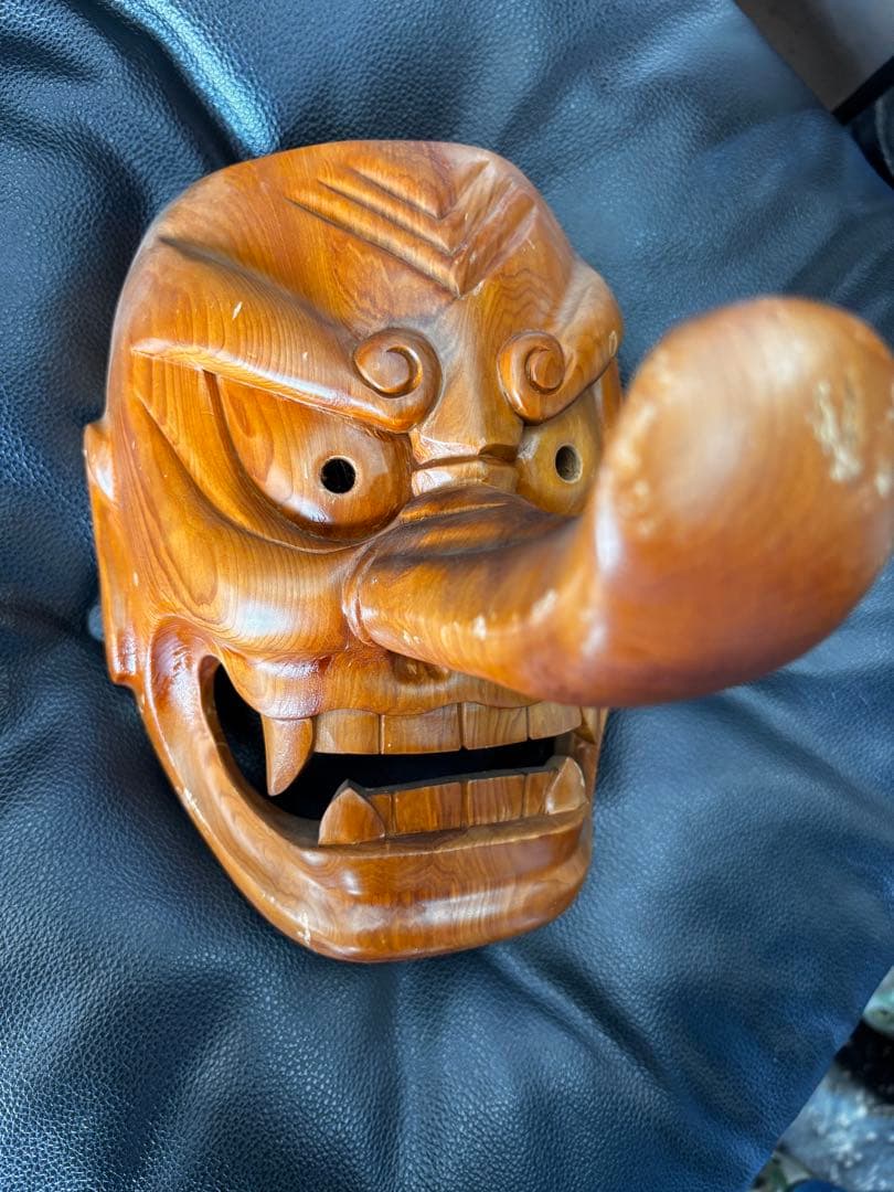 総木彫り　天狗お面　希少