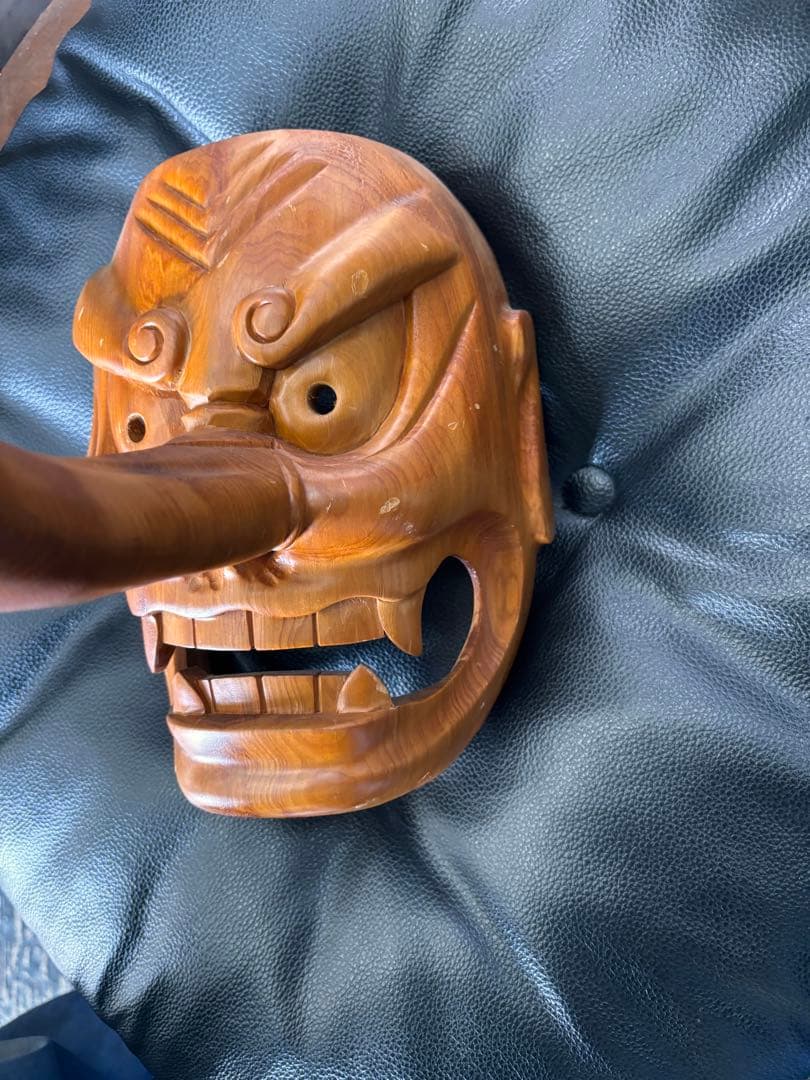 総木彫り　天狗お面　希少