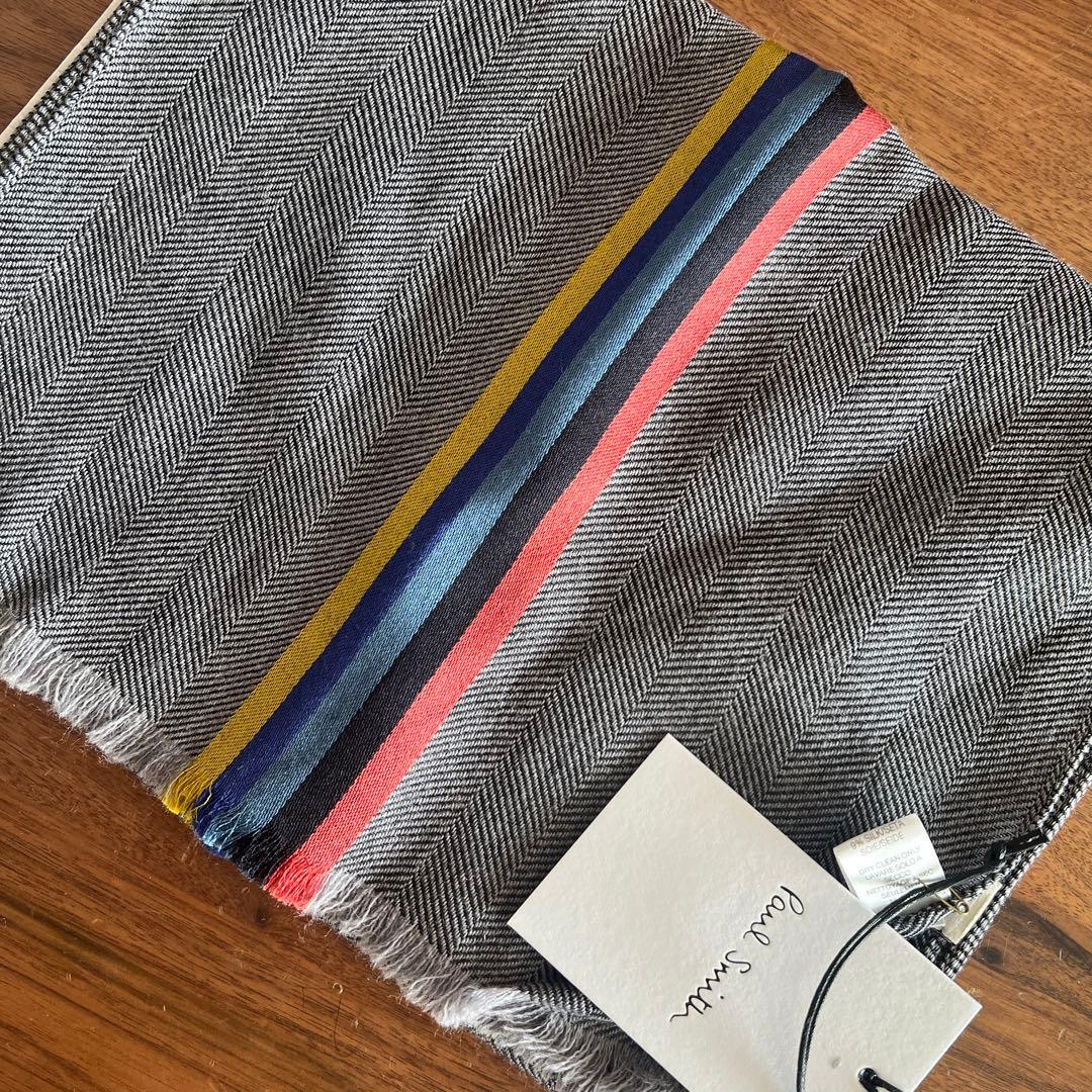 ポールスミス　シルク混　ウール　セントラルストライプマフラー　スカーフ　ストール