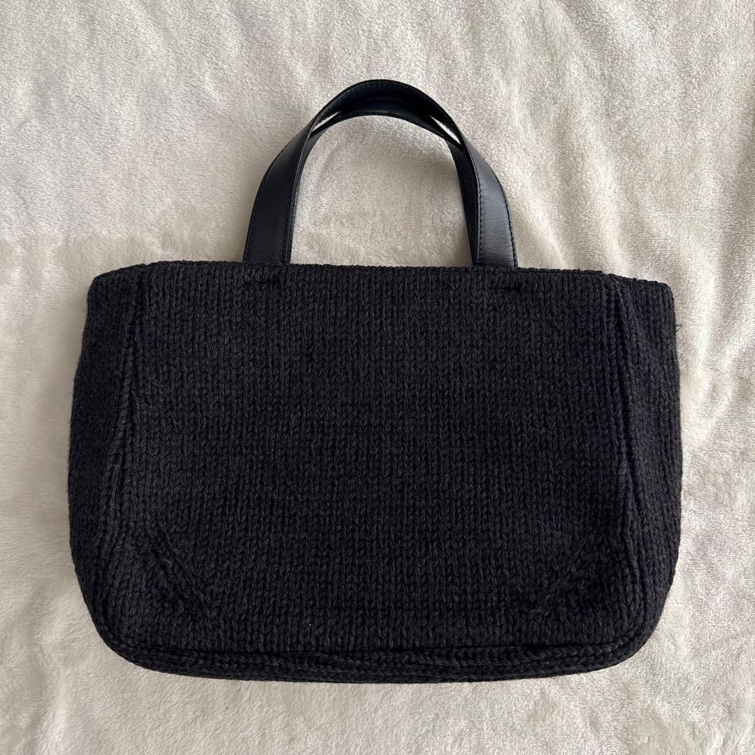 あくび様　PRADA プラダ ハンドバッグ ウール ニット 三角プレート