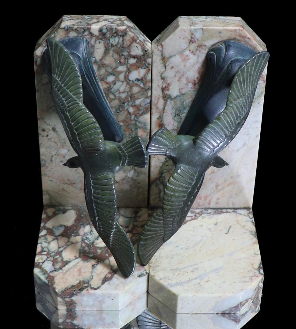 アンティーク1900年頃一点物 大型ブックエンド3kg ペア フランス製大理石台