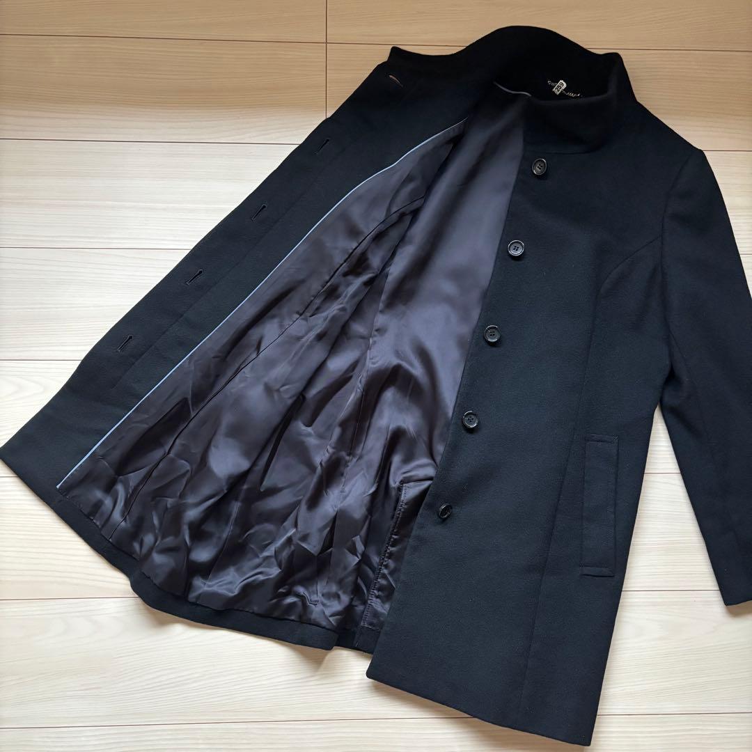 23区　コート　カシミヤ　ブラック　44 大きいサイズ　スタンドカラー　定番