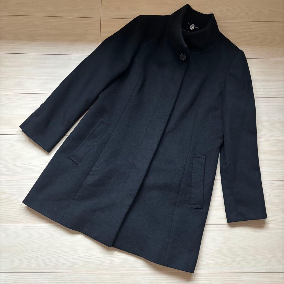 23区　コート　カシミヤ　ブラック　44 大きいサイズ　スタンドカラー　定番