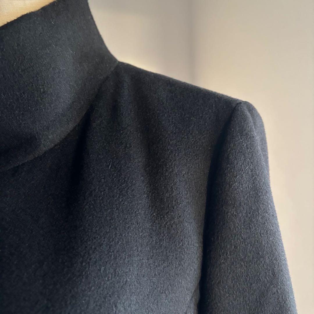 23区　コート　カシミヤ　ブラック　44 大きいサイズ　スタンドカラー　定番