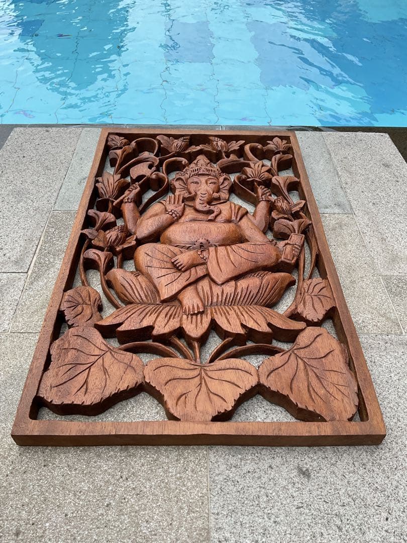 【新入荷］ガネーシャ像(夢をかなえる神様)木彫り