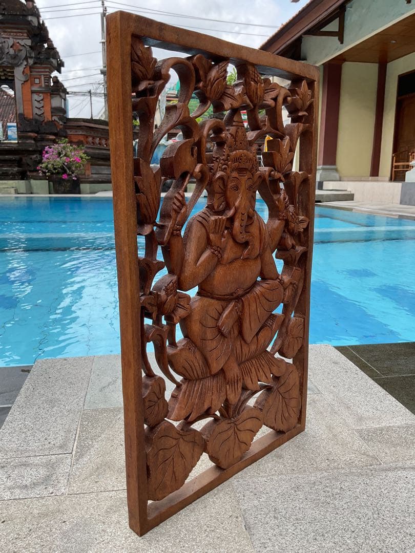 【新入荷］ガネーシャ像(夢をかなえる神様)木彫り