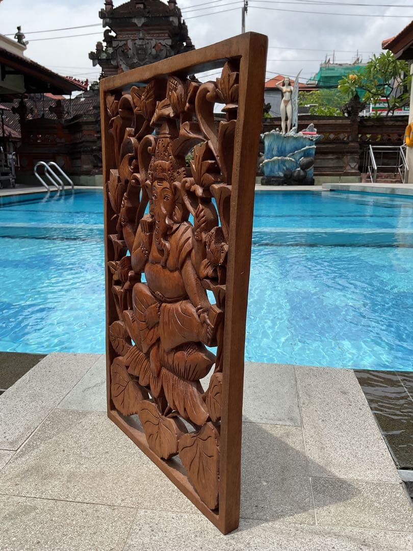 【新入荷］ガネーシャ像(夢をかなえる神様)木彫り