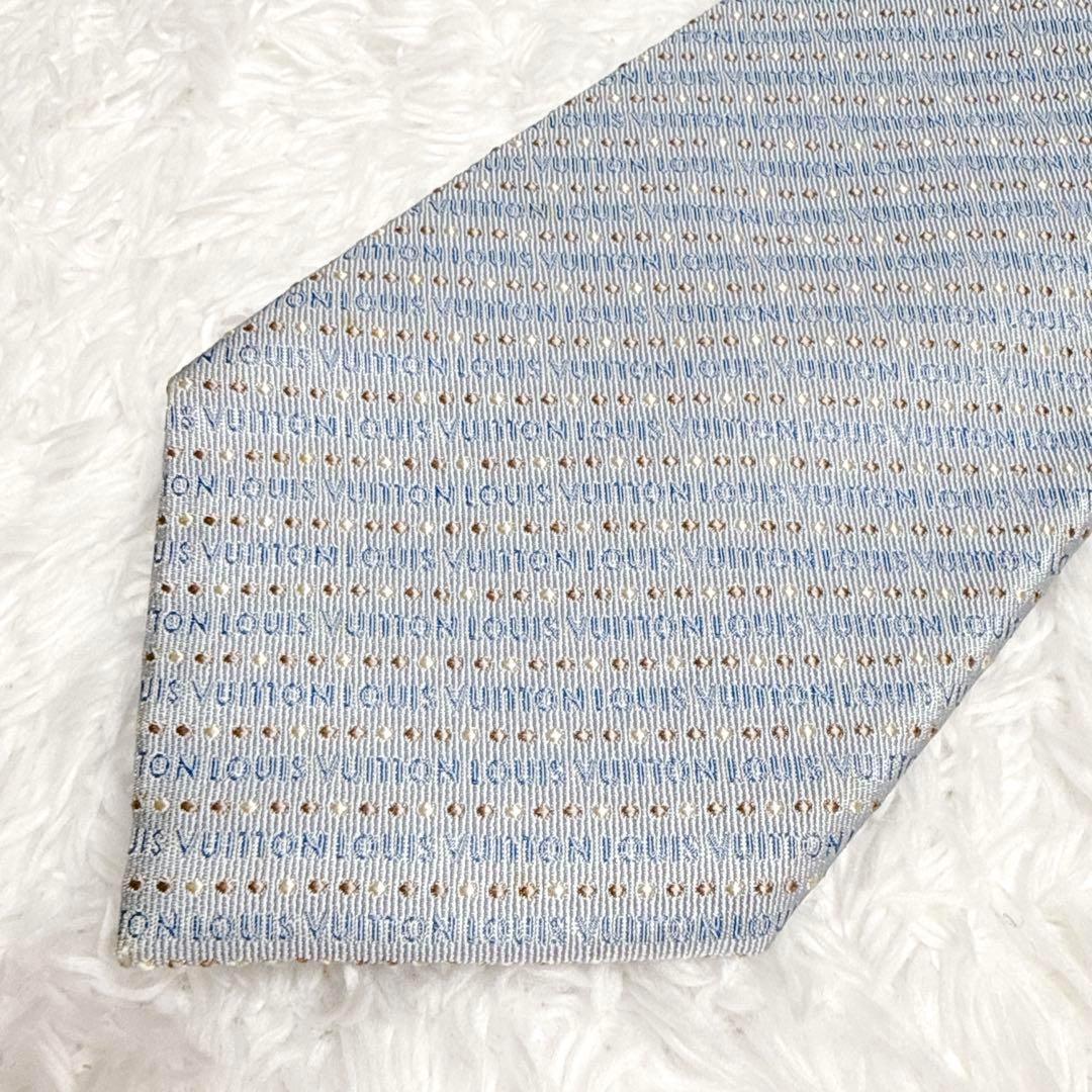 LOUIS VUITTON ルイヴィトン ネクタイ 総柄 ストライプ ブルー