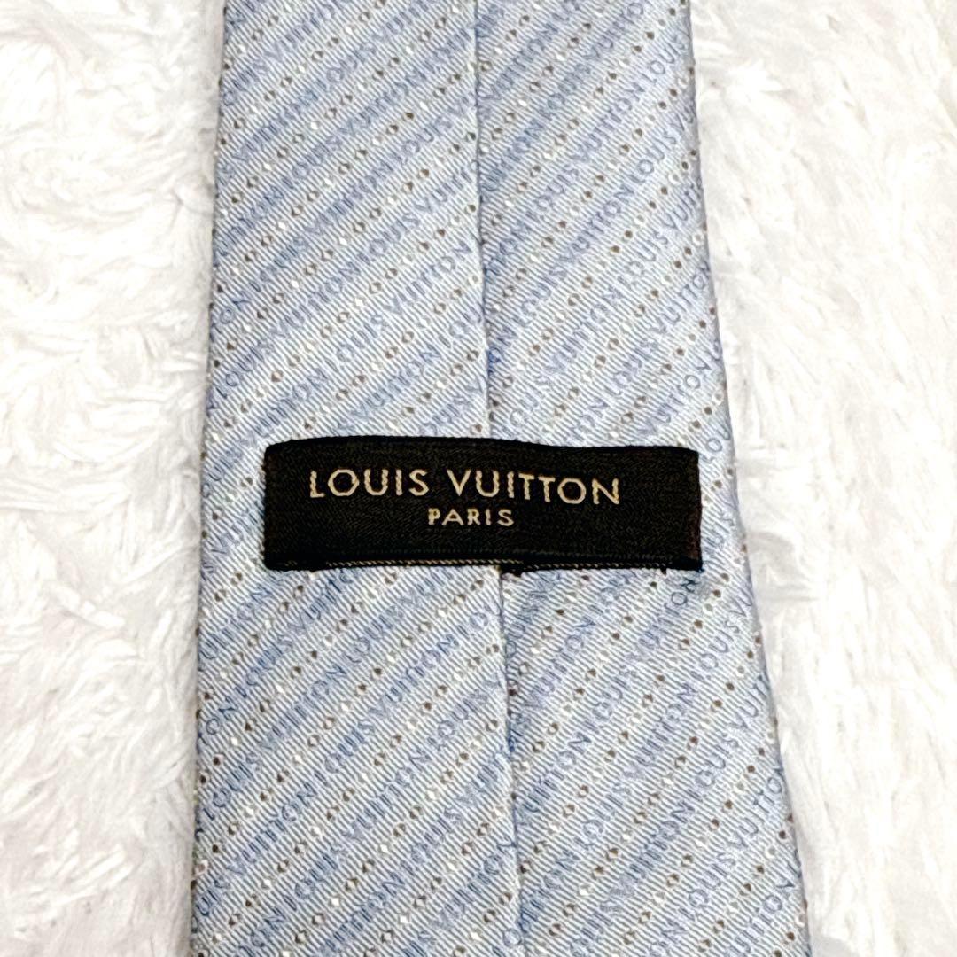 LOUIS VUITTON ルイヴィトン ネクタイ 総柄 ストライプ ブルー