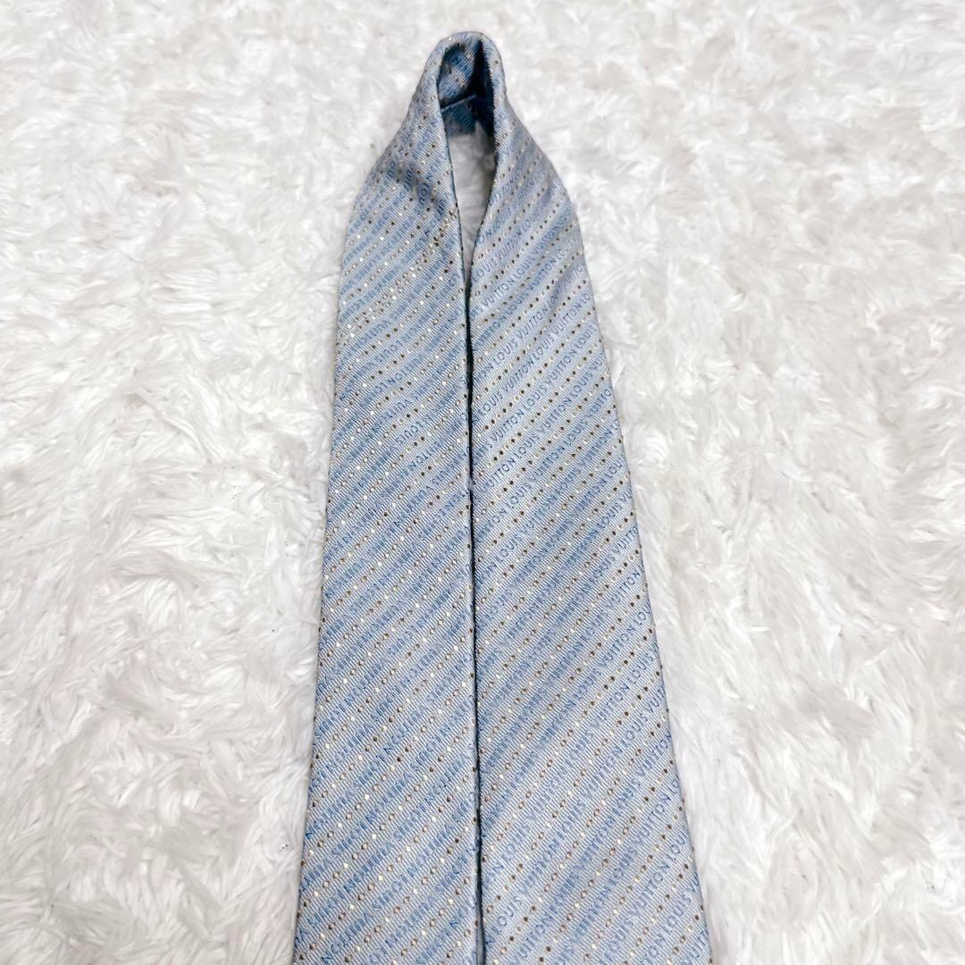 LOUIS VUITTON ルイヴィトン ネクタイ 総柄 ストライプ ブルー