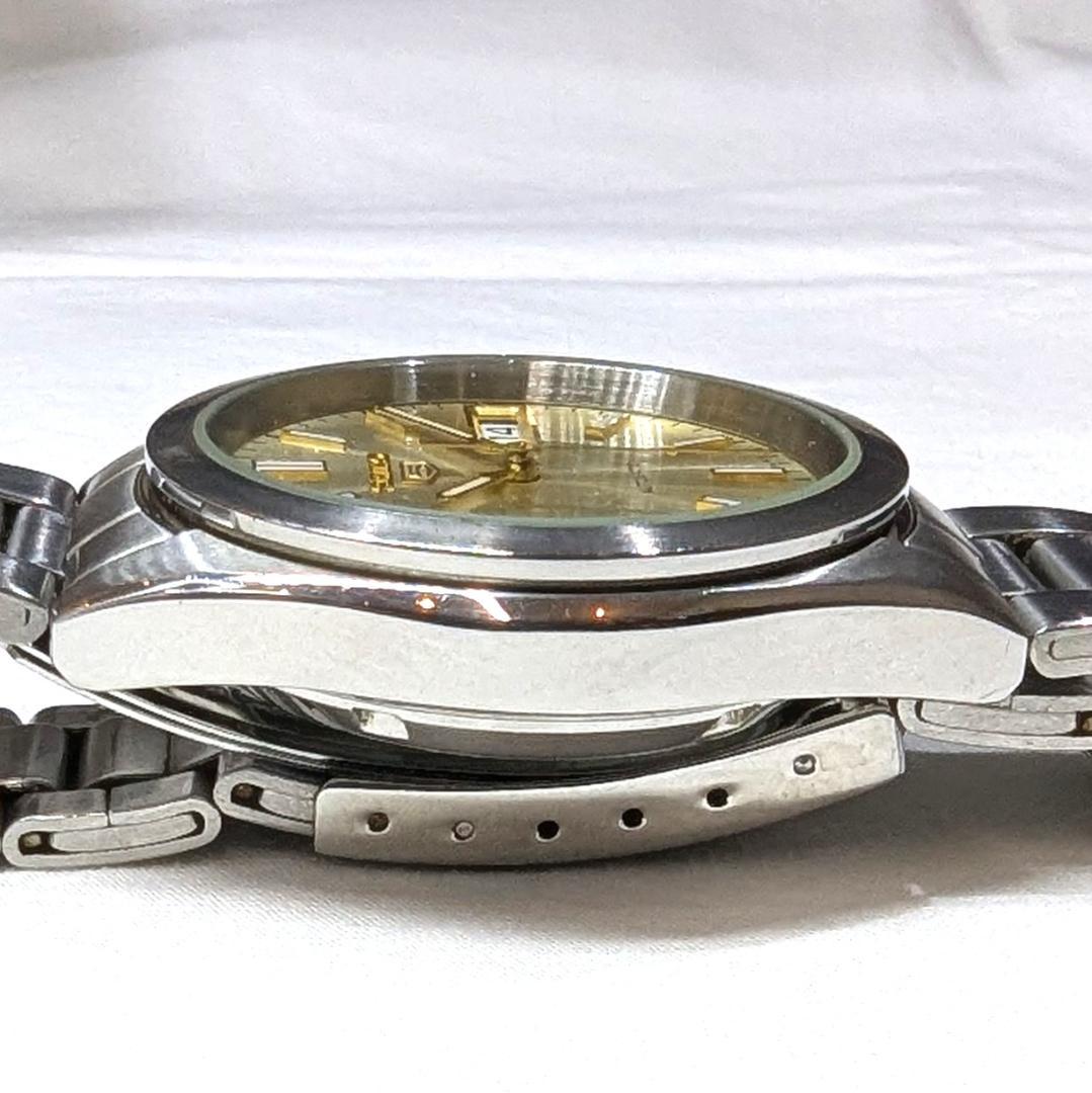 SEIKO 5 自動巻き腕時計 メンズ 稼働品 ゴールド文字盤 デイデイト