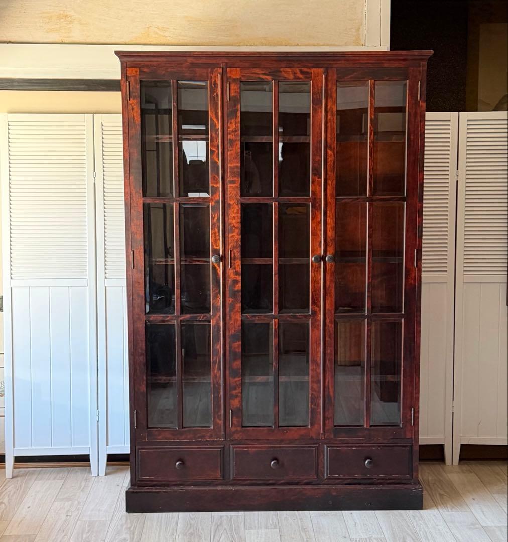 momo 北斗民芸家具 和光 飾棚１２０ 樺材 民芸家具 書棚 食器棚