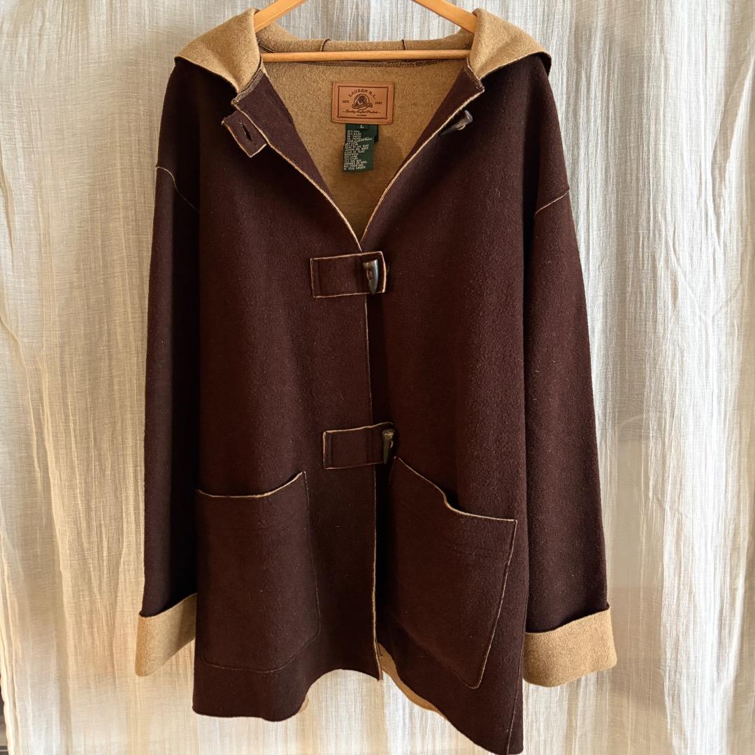 【 ちこ 】ウール フード付き ダッフルコート ブラウン