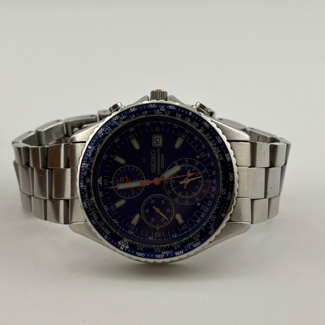 【美品】セイコー　ブルー　クロノ　7T92-0CF0 パイロット