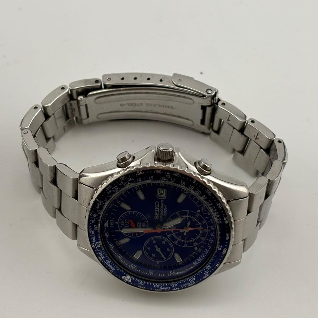 【美品】セイコー　ブルー　クロノ　7T92-0CF0 パイロット