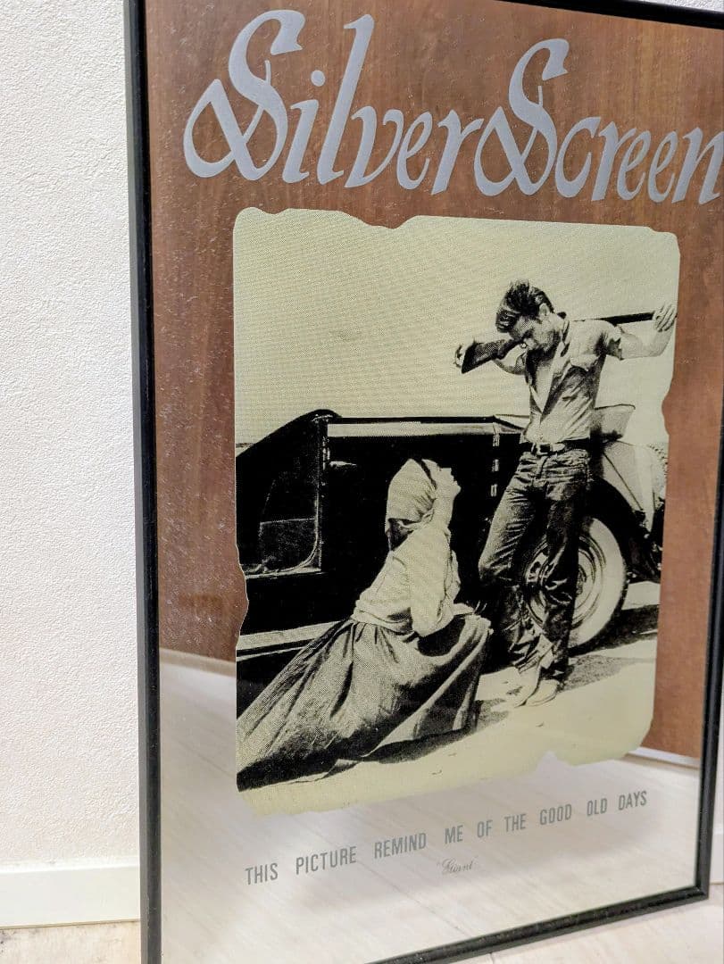 パブミラー　ジェームスディーン　鏡　看板 モノクロ フレームアート　ジャイアンツ