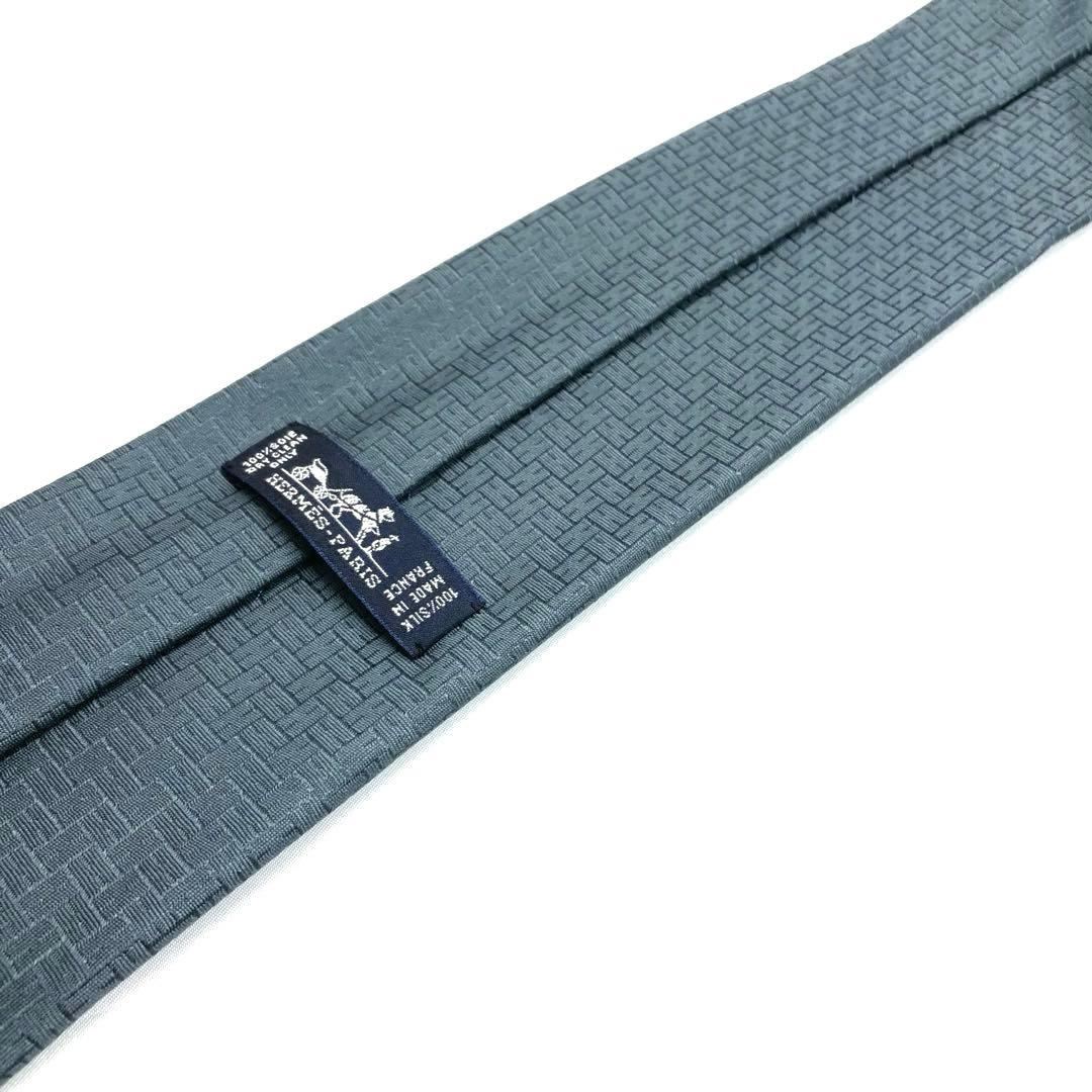 美品✨　HERMES エルメス ネクタイ H柄　ブルー系　最高級　シルク　箱付き