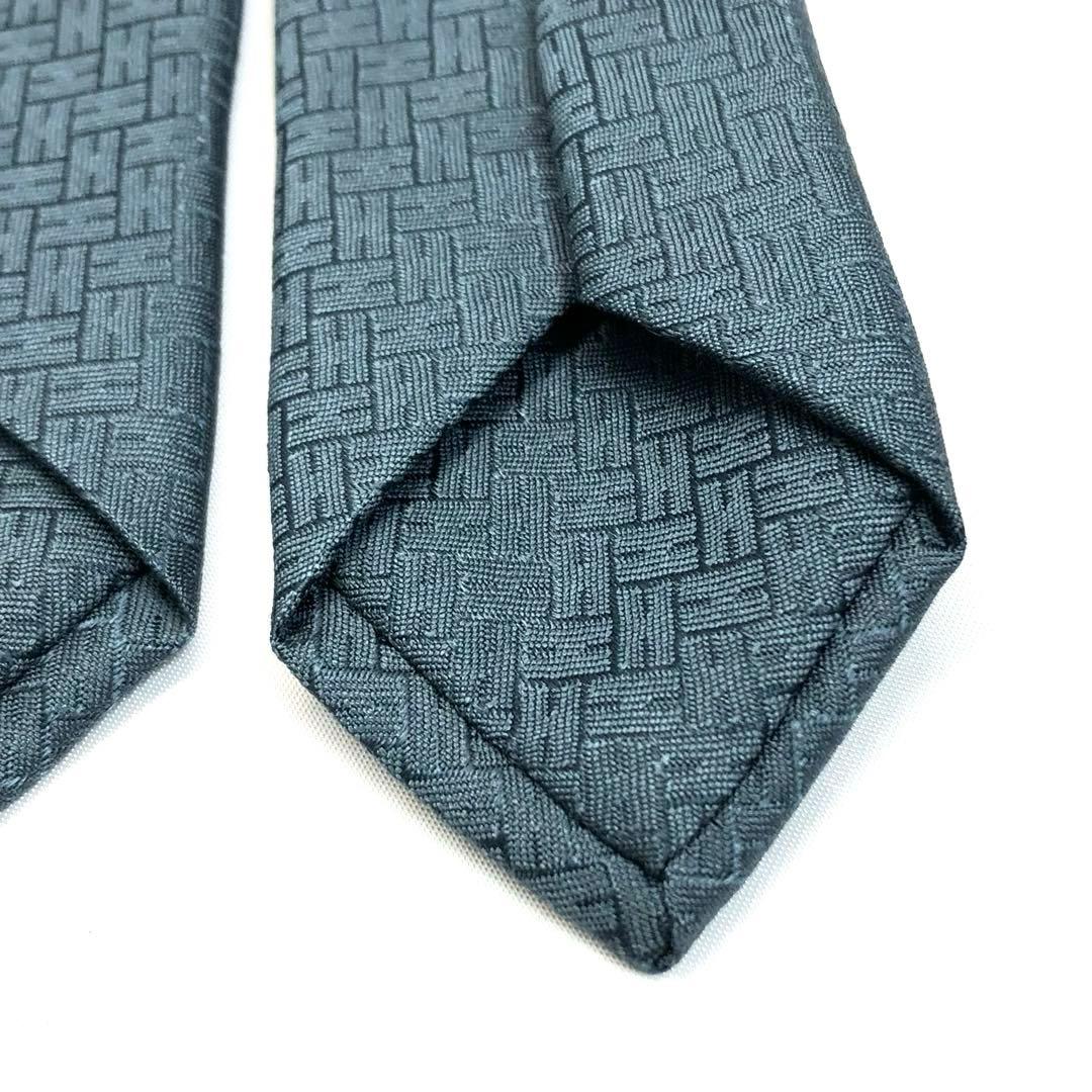 美品✨　HERMES エルメス ネクタイ H柄　ブルー系　最高級　シルク　箱付き