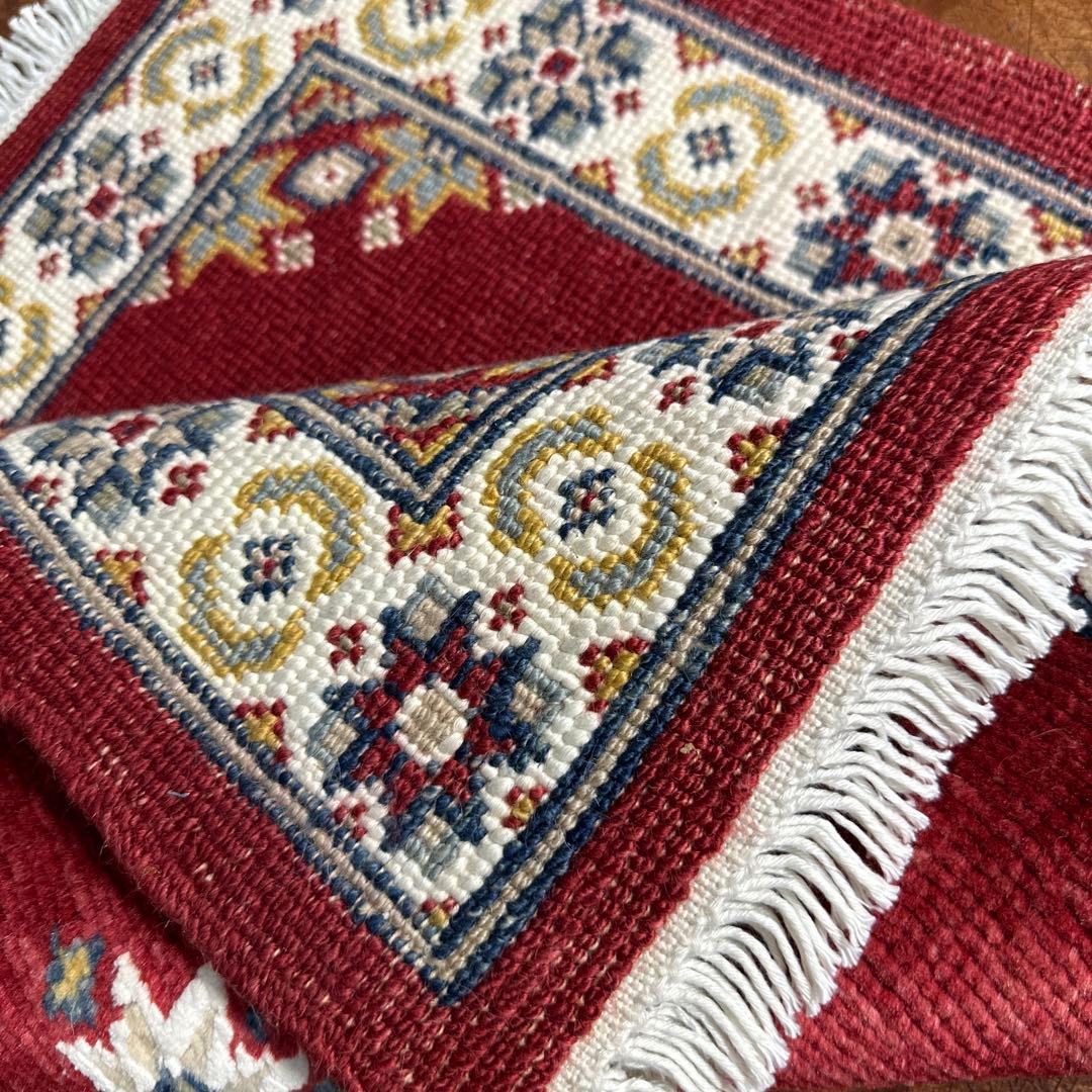 64x64cmトライバルラグギャッベ絨毯　とてもファインウール　アフガン絨毯