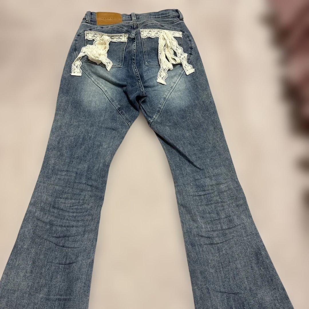 パンツ andmary Lacey ribbon heart hip denim S