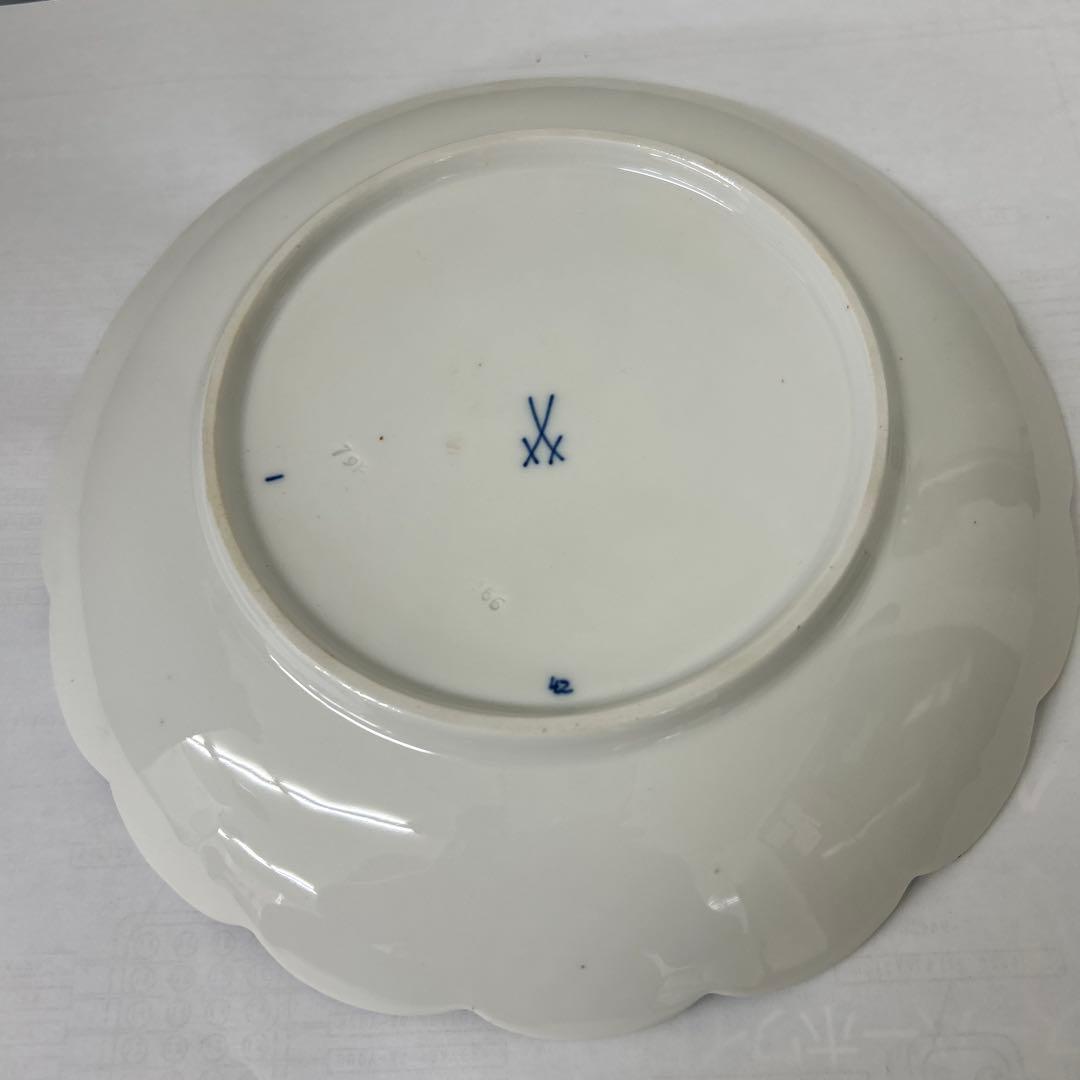 マイセン 青い花柄の陶磁器皿 直径約25cm