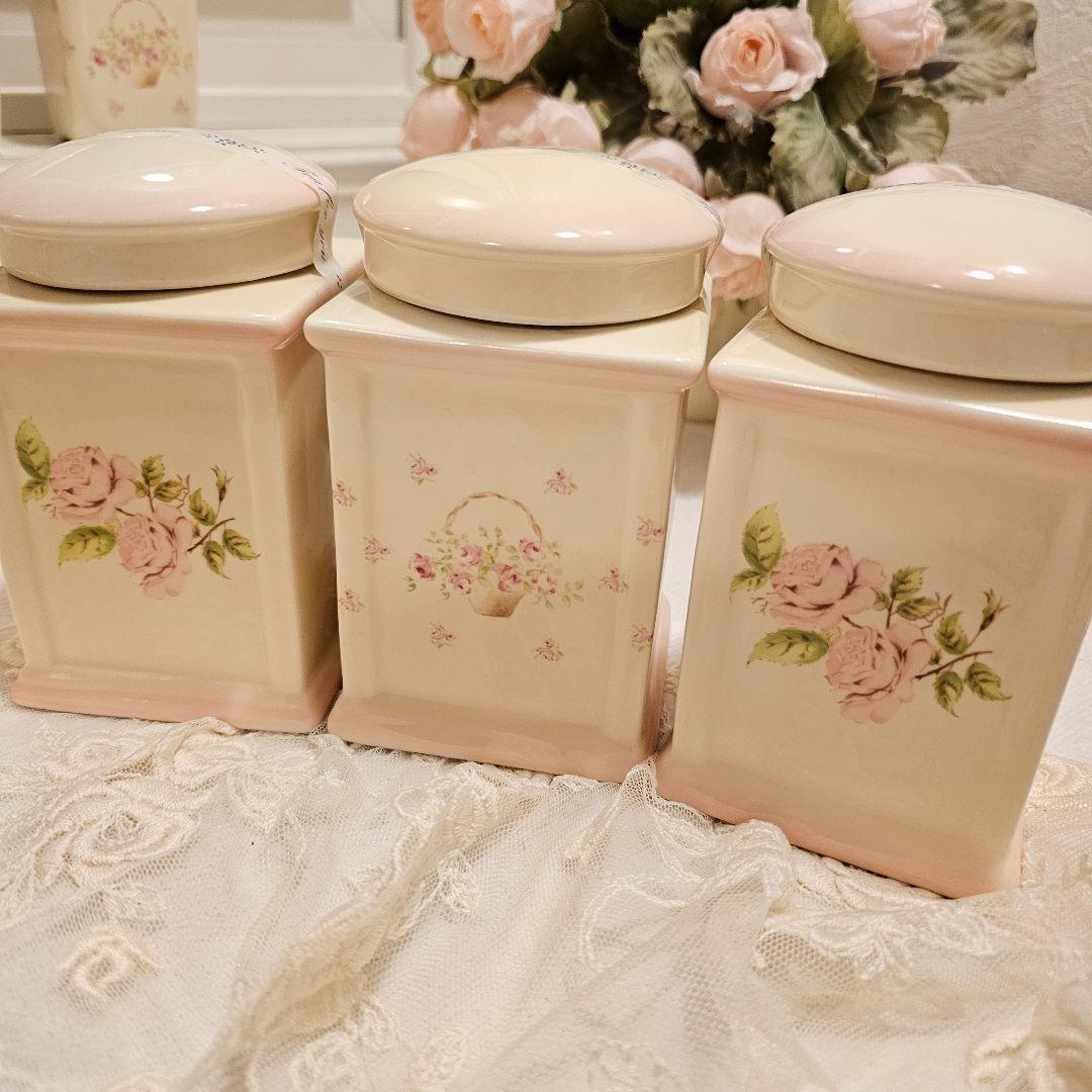 イマン imane ダイアナローズ・ローズバスケット 陶器 紅茶キャニスター