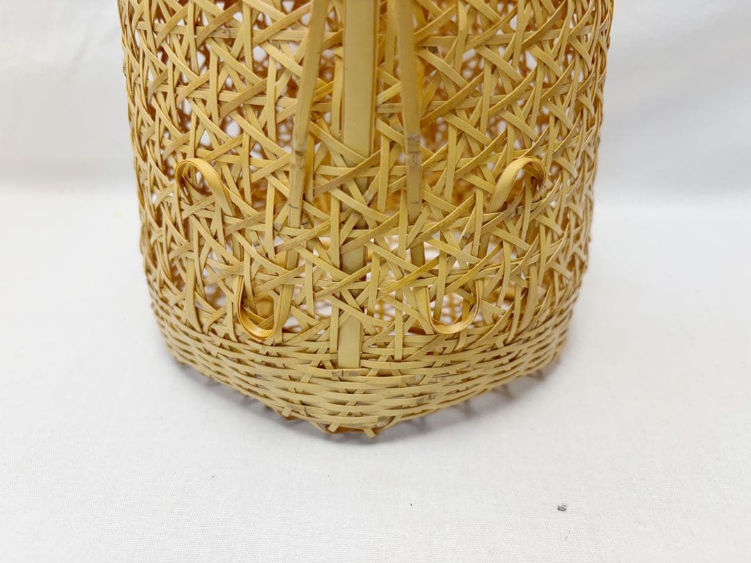 未使用 華道具 竹 和田菁竺作 三友籠 淡々斎好写 花籠 刻印有 竹おとし 元箱
