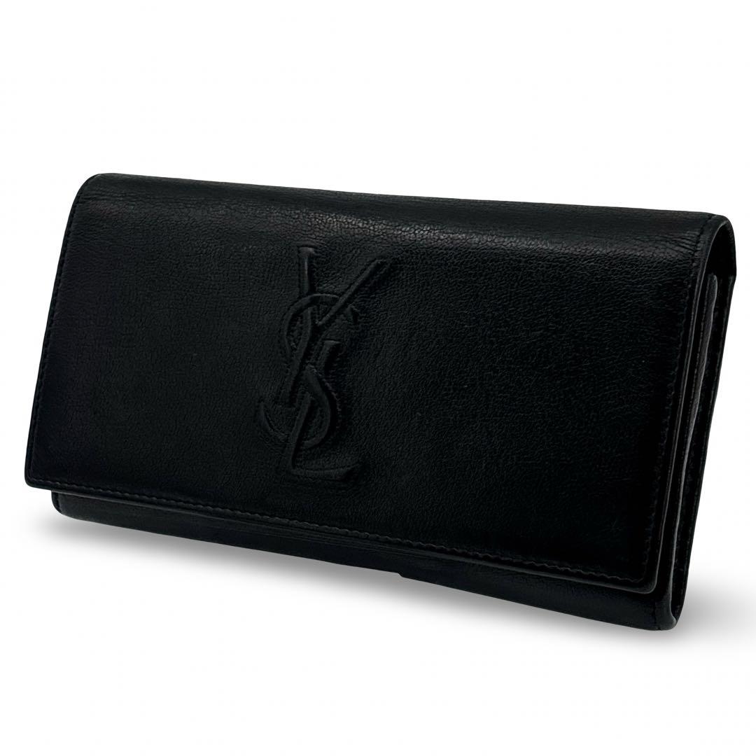 極美品】イヴサンローラン　長財布　ウォレット　ＹＳＬロゴ 　レザー　革　黒