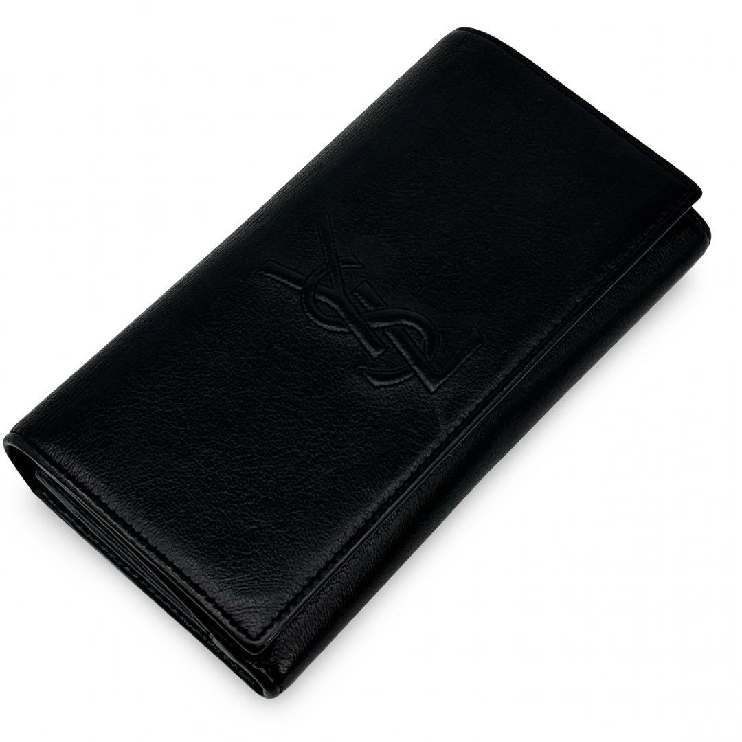 極美品】イヴサンローラン　長財布　ウォレット　ＹＳＬロゴ 　レザー　革　黒