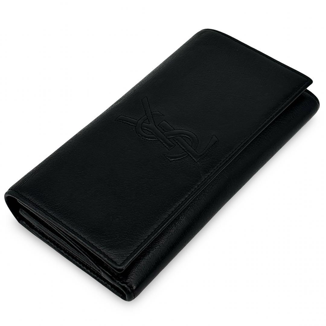 極美品】イヴサンローラン　長財布　ウォレット　ＹＳＬロゴ 　レザー　革　黒