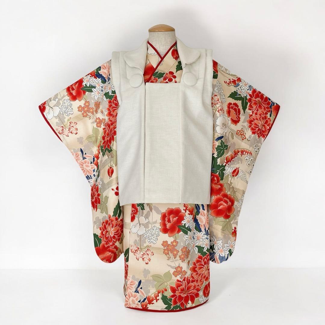 やな★［ぼたん］被布コート3点セット ꕤハンドメイドꕤ七五三 3歳 女の子