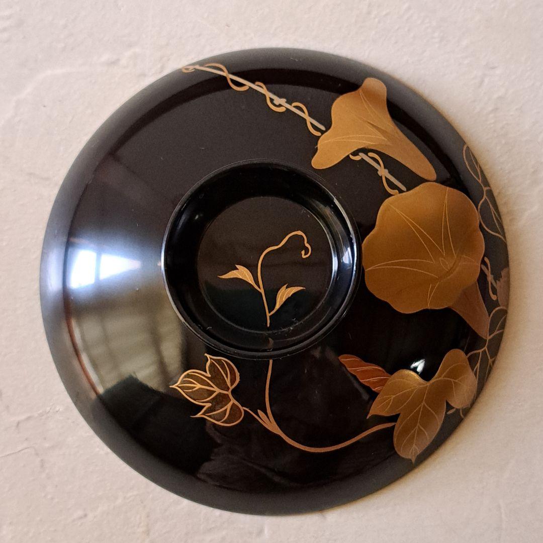 絵変わり 草花蒔絵 蓋付き椀 5客 吸い物椀 煮物椀 雑煮椀 骨董品