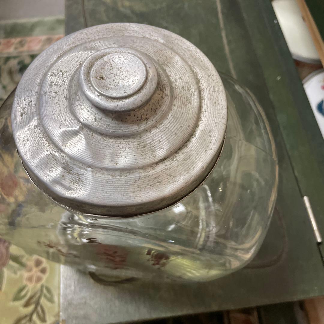 昭和古ガラス瓶　駄菓子屋さんのお菓子入れ　昭和初期使用されたガラス容器