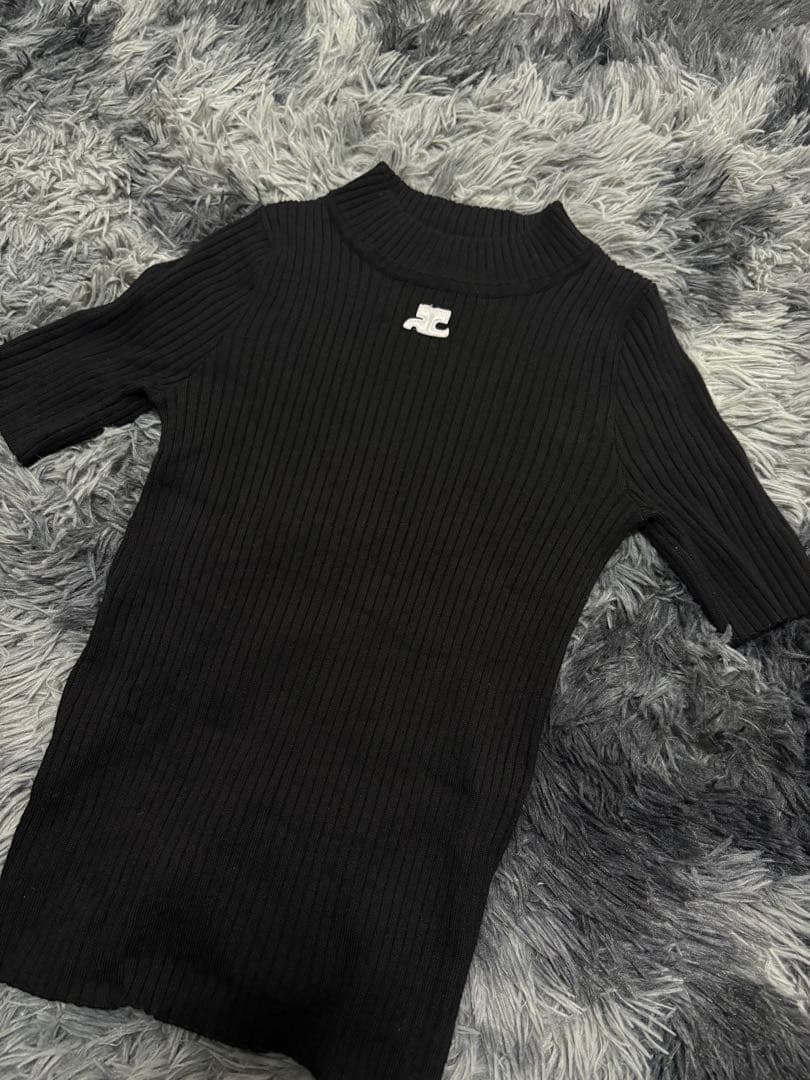 courrèges クレージュ　ハイネック 半袖ニット M