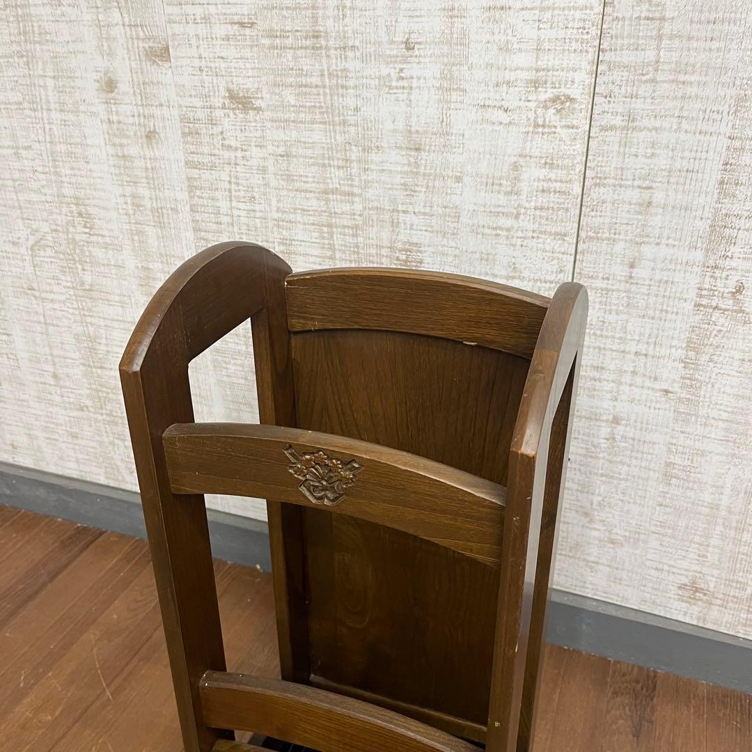 【アンティーク】木製 彫刻 傘立て アンブレラスタンド 古道具 古民家 古家具