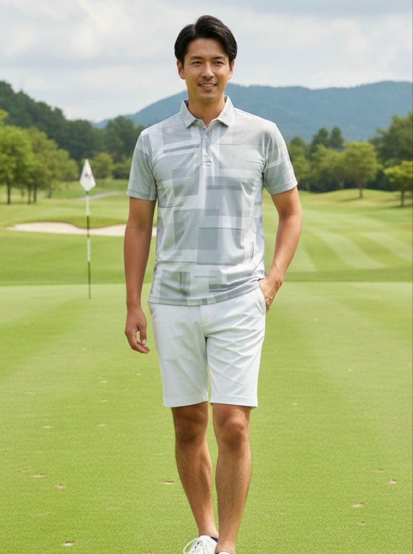 【上下セット】デサントゴルフ 半袖ポロシャツ＆ショートパンツ セットアップ Ｌ