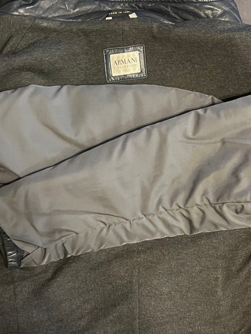 ARMANI COLLEZIONI シープレザージャケットNAVY 46