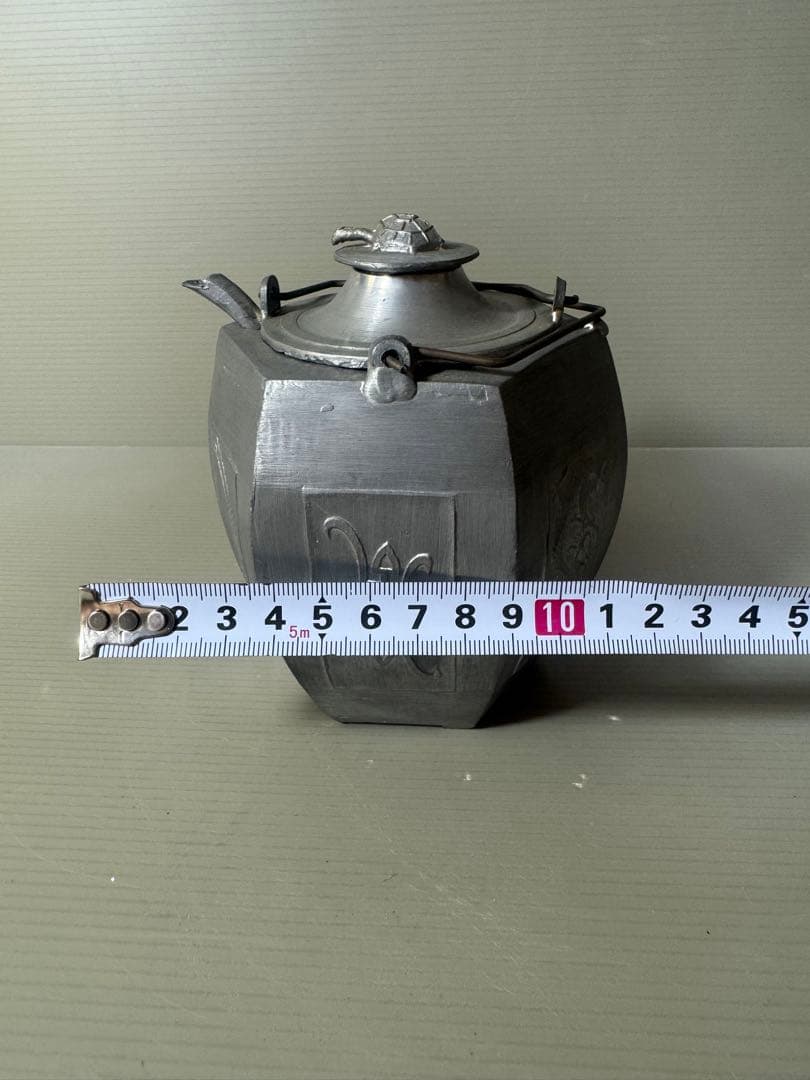 2396  中国酒器　六角チロリ　錫製  骨董品