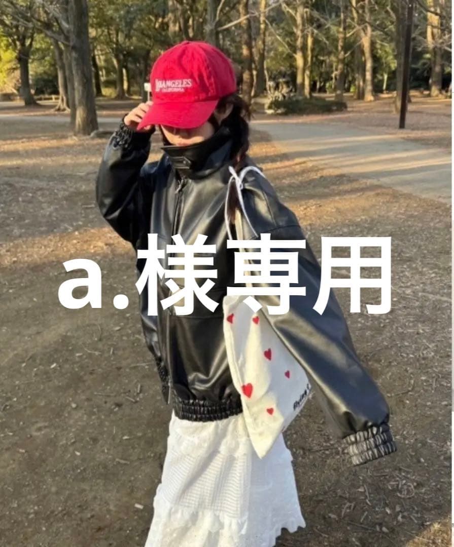 ネンネストア　フェイクレザーダブルジップスタンドブルゾン　レザージャケット