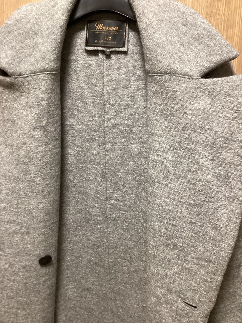 美品　23区Moessmer MILLEDJERSEYロングウールコート　グレー