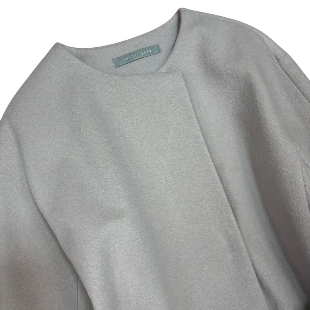 極美品 セオリーリュクス MITCHELL ノーカラーコート 36ライトグレー