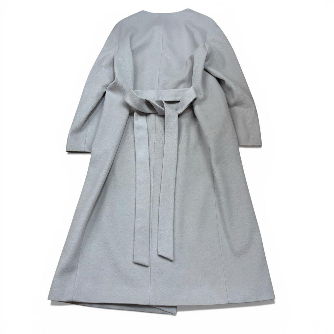 極美品 セオリーリュクス MITCHELL ノーカラーコート 36ライトグレー